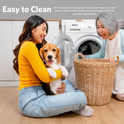 MidWest Homes for Pets Large Dog Crate Cover, Black Polyester Privacy Kennel Cover Fits Most 42-inch Crates, Machine Washable, Reduces Barking & Chewing