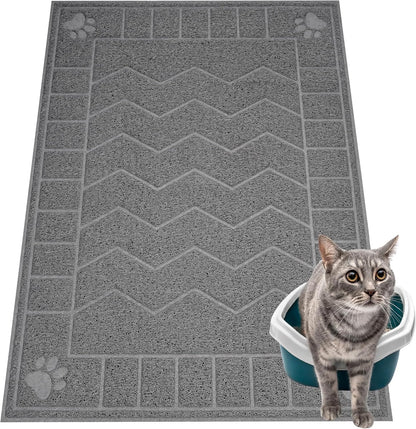 35" x 24"Cat Litter Mat & Extra Large 40"x28" Silicone Mat for Litter Box, Waterproof & Non-Slip Rubber Mat with Lip, Litter Trapping & Scatter Control, Soft on Cat Paws