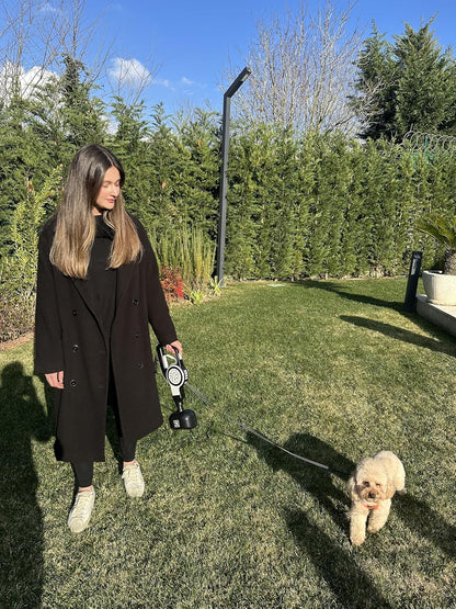 17" Pooper Scooper with Retractable Leash - 4 in 1 Dog Pet Waste Picker with Leash for Outdoor Use and 2x20 Waste Bag Rolls - Poop Scooper for Dogs