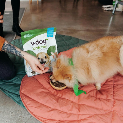 V-dog Vegan Mini Kibble Dry Dog Food (4.5 LB) Small Breed Dogs | Plant-Based Protein with Added Taurine for Sensitive Stomach and Skin | All Natural Made in US