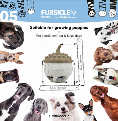 FurSicle Freezable Dog Treat Ball/ Frozen Feeder Enrichment Lick Toy | Interactive Treat Dispensing Puzzle/ Slow Feeder | Puppy Teething, Boredom/ Anxiety Relief | Gift for Small, Medium, Large Dogs