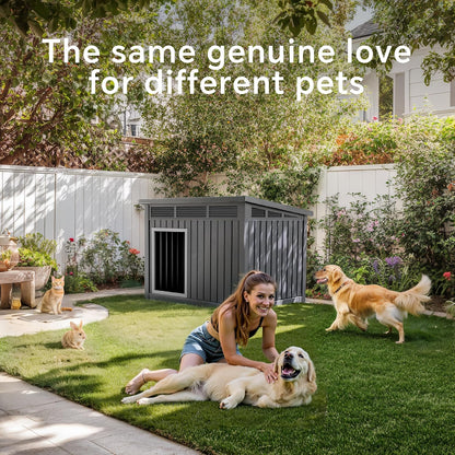 DRATO Large Dog House Outdoor for Indoor with Weatherproof & Removable Roof,Fits Small to Large (Black, 42.87 * 32.95 * 31.61'')