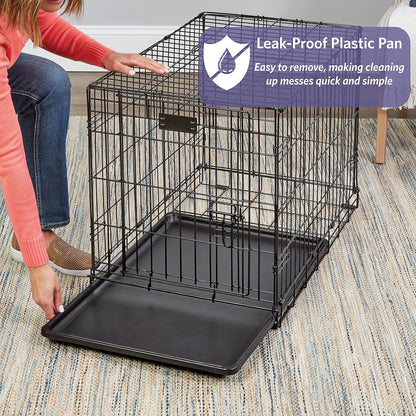 Midwest Homes for Pets 18-Inch iCrate Folding Dog Crate with Divider Panel, Leak-Proof Tray & Secure Latches – Metal Wire Kennel for Tiny Breeds – Portable, Durable & Easy to Assemble