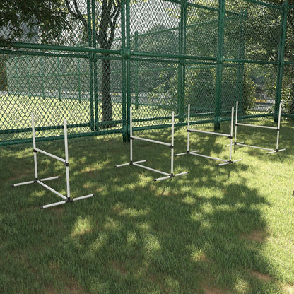 PawHut 4 Piece Dog Agility Training Equipment for Dog Agility Course with Adjustable Height Jump Bars, Included Carry Bag, & Displacing Top Bar, White