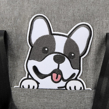 Dog Car Seat for Small/Medium Dogs.Water Repellent with Storage Pockets.Doubles as a Pet Travel Bed for Dogs Up to 40 lbs. Machine Washable Dog Carrier- Gray French Bulldog