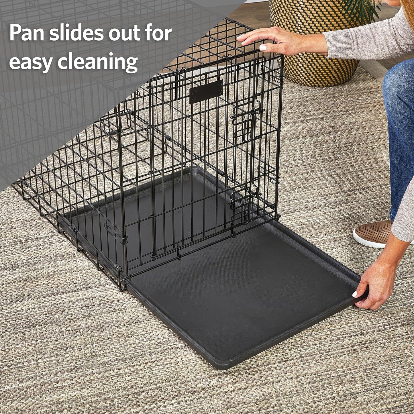 MidWest Homes for Pets Replacement Pan for 42-inch Dog Crates, Fits All Midwest and New World 42-inch Pet Cages, Multiple Uses, Plastic, Black, 9PAN
