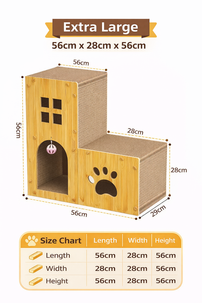 Modern Large Cat Condo: Handmade Wood Cat House Multi-Level Hideaway Pet Furniture