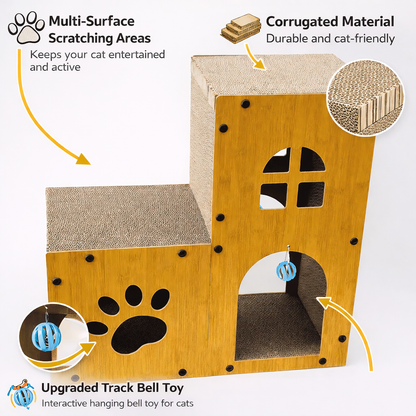 Modern Large Cat Condo: Handmade Wood Cat House Multi-Level Hideaway Pet Furniture