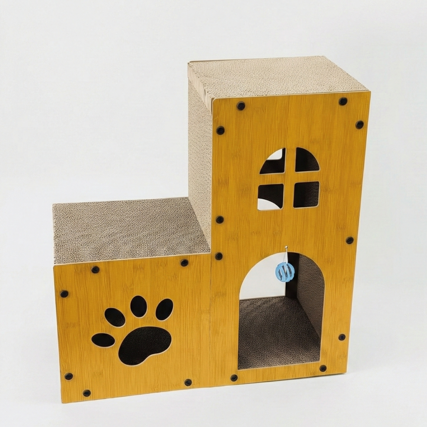 Modern Large Cat Condo: Handmade Wood Cat House Multi-Level Hideaway Pet Furniture