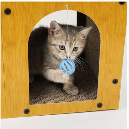 Modern Large Cat Condo: Handmade Wood Cat House Multi-Level Hideaway Pet Furniture
